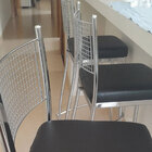 Kit 4 Banquetas Empilhável Cozinha Cromada Alta Assento Preto