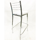 Kit 4 Banquetas Empilhável Cromada Alta Assento Branco - Polt