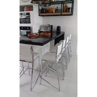 Kit 4 Banquetas Empilhável Cromada Altura 65cm Assento E Enco