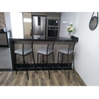 Kit 4 Banquetas Empilhável Preta Alta Assento Linho - Poltron