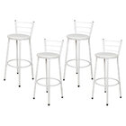 Kit 4 Banquetas Epoxi Branco Assento Branco