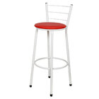 Kit 4 Banquetas Epoxi Branco Assento Vermelho