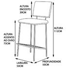 Kit 4 Banquetas Fixa Decorativa Base De Aço Marcius Linho Gel