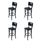 Kit 4 Banquetas Fixas Pretas Ipanema Em Madeira Maciça Estofa