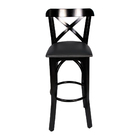 Kit 4 Banquetas Fixas Pretas Merlim Em Madeira Maciça Estofad