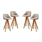 Kit 4 Banquetas Giratórias Estofadas Com Encosto Nicole Bege