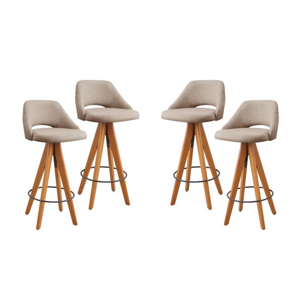 Kit 4 Banquetas Giratórias Estofadas Com Encosto Nicole Bege