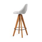 Kit 4 Banquetas Giratórias Estofadas Com Encosto Nicole Cinza