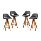 Kit 4 Banquetas Giratórias Estofadas Com Encosto Nicole Preto