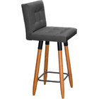 Kit 4 Banquetas Grace Alta Para Areá Gourmet Corino Preto Pé