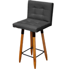 Kit 4 Banquetas Grace Alta Para Areá Gourmet Corino Preto Pé