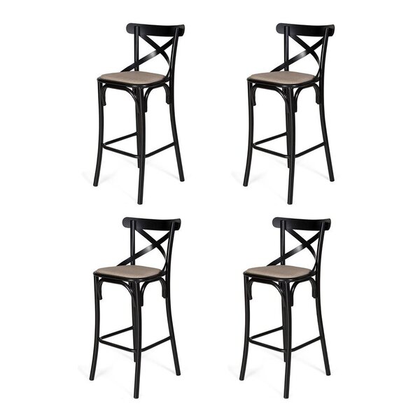 Kit 4 Banquetas Katrina Em Aço Preto