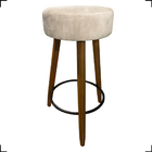 Kit 4 Banquetas Kyra Alta Para Bistrô Suede Bege Pé Castanho