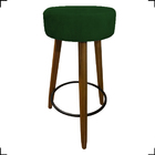 Kit 4 Banquetas Kyra Alta Para Bistrô Suede Verde Pé Castanho