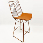 Kit 4 Banquetas Média Para Balcão Bertoia Retrô Cor Cobre Alt