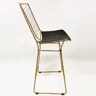 Kit 4 Banquetas Média Para Balcão Bertoia Retrô Cor Dourado F