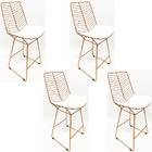 Kit 4 Banquetas Média Para Balcão Bertoia Retrô Cor Rosé Fosc