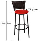 Kit 4 Banquetas Médias Preta Com Encosto Junco Argila Assento