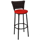 Kit 4 Banquetas Médias Preta Com Encosto Junco Argila Assento