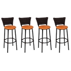 Kit 4 Banquetas Médias Preta Com Encosto Junco Argila Assento