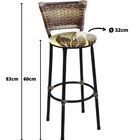 Kit 4 Banquetas Médias Preta Com Encosto Junco Capuccino Asse