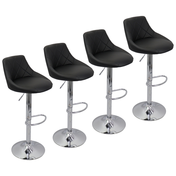 Kit 4 Banquetas Milano Carmel Estofada Giratória C/ Regulagem