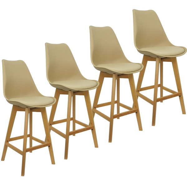 Kit 4 Banquetas Monty Leda Luisa Saarinen Alta Base Fixa Made