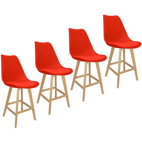 Kit 4 Banquetas Monty Leda Luisa Saarinen Alta Base Fixa Made