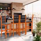 Kit 4 Banquetas Para Bancada Madeira Maciça Assento Estofado