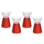 Kit 4 Banquetas Sili Assento Cristal Base Color Vermelho