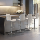 Kit 4 Banquetas Slim Estofada Giratória C/ Regulagem - Branco