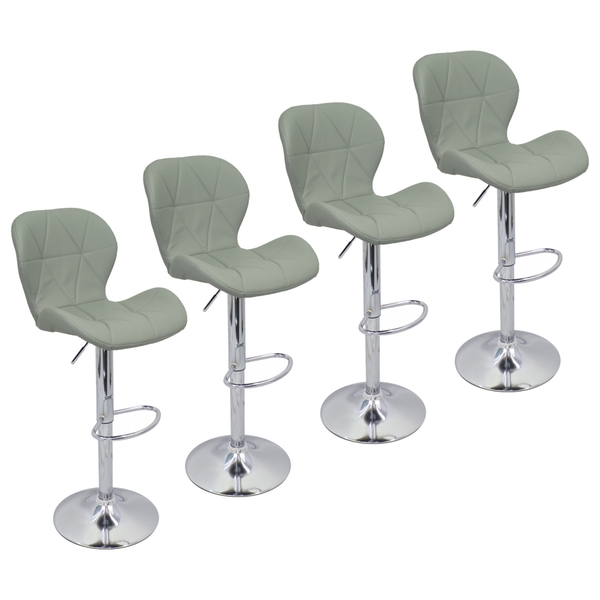 Kit 4 Banquetas Slim Estofada Giratória C/ Regulagem - Cinza