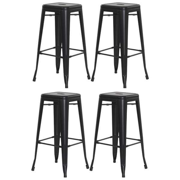 Kit 4 Banquetas Tolix Iron Design Industrial Preto Fosco 76 C