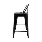 Kit 4 Banquetas Tolix Média Com Encosto Pretas