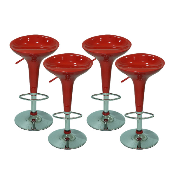 Kit 4 Banquetas Tulipa Lotus Em Abs Com Base Giratória Vermel