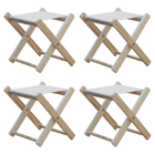 Kit 4 Banquinho De Madeira Banqueta Pescador - Branco