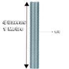 Kit 4 Barra Roscada Zincada De 1 Metro Unc Stein 1/4