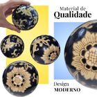 Kit 4 Bolas Decorativas Em Ceramica Conjunto Preto E Bege Flo