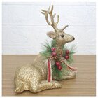 Kit 4 Bonecos Natal Rena Natalina Glitter Dourado 19,5cm