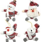 Kit 4 Bonecos Natalinos Pelúcia Pendente Vermelho E Cinza 14c