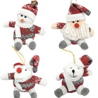 Kit 4 Bonecos Natalinos Pelúcia Pendente Vermelho E Cinza 14c