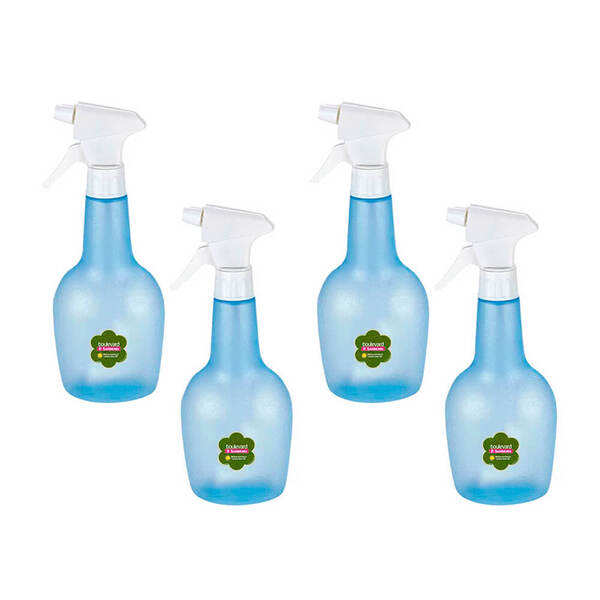Kit 4 Borrifador De Água Pulverizador Manual 580 Ml Azul Sanr