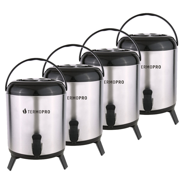 Kit 4 Botijão Garrafa Térmica Aço Inox Pressão Chimarrão Café