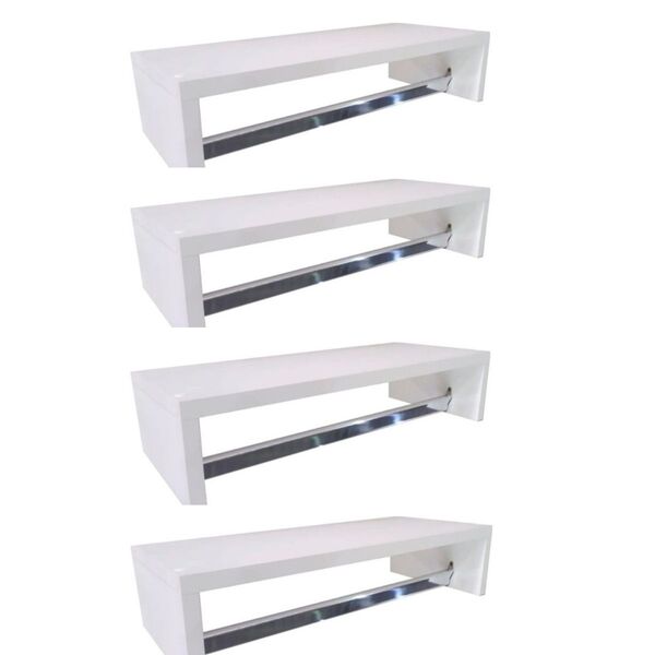 Kit 4 Cabideiros De Parede Em Mdf Branco 50x25x12
