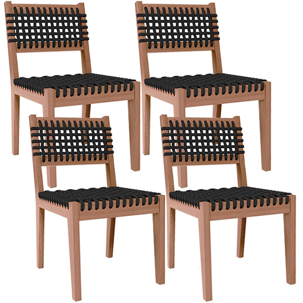 Kit 4 Cadeira Área Externa Cozinha Varanda Corda Náutica Pret