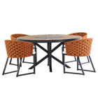 Kit 4 Cadeira Bali Alumínio Em Tricô Náutico E Mesa Trama Ori