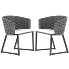 Kit 4 Cadeira Bali Alumínio Em Tricô Náutico E Mesa Trama Ori