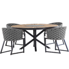 Kit 4 Cadeira Bali Alumínio Em Tricô Náutico E Mesa Trama Ori