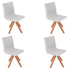 Kit 4 Cadeira Bruna Giratoria Linho Cinza Estofada Luxo