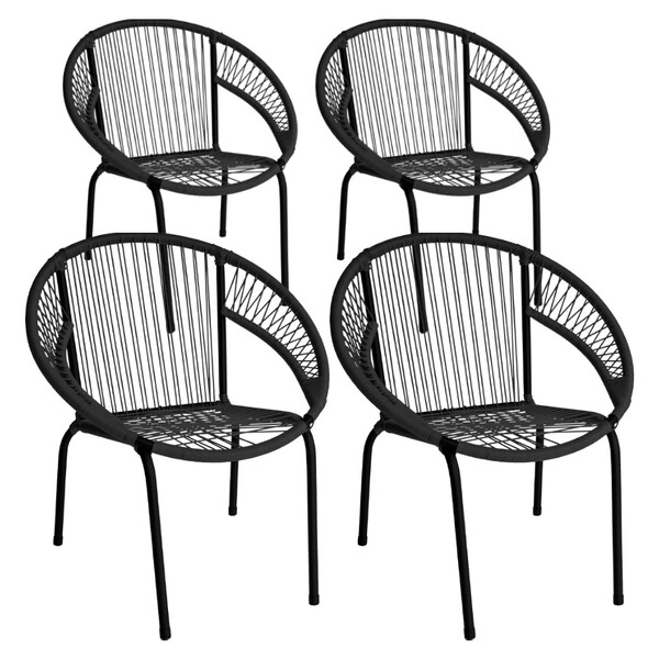 Kit 4 Cadeira De Área Eclipse Tramado Fibra Sintética E Aço